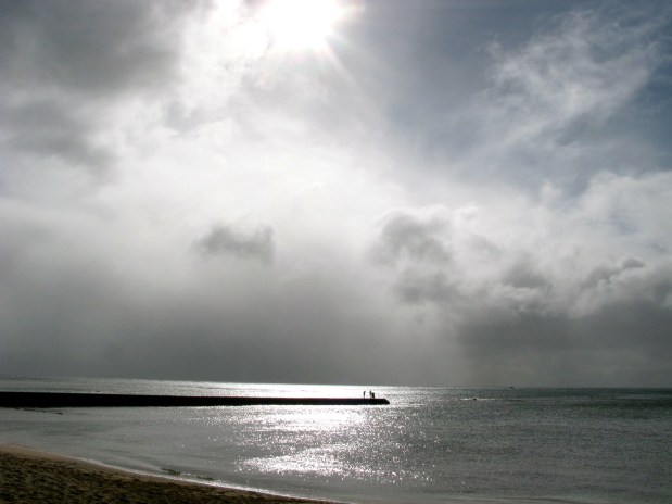 silver light off Waikiki Beach